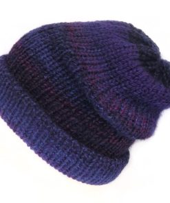 Blueberry purple chunky slouchy beanie hat, handmade in Edinburgh by lelsloom