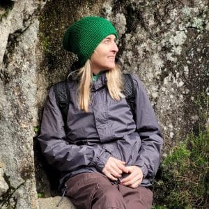 Woman wearing Emerald Green Beanie - Lelsloom