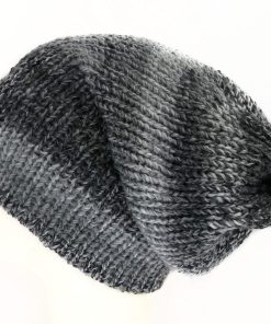 Charcoal chunky slouchy beanie hat handmade in Edinburgh Scotland by Lelsloom