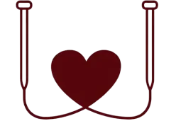 Icon of knitting needles and a heart representing handmade Edinburgh knitwear